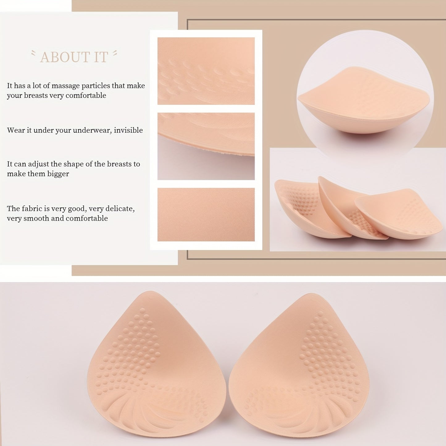 Soft anti-convex chest enhancer pads for women's lingerie and underwear.