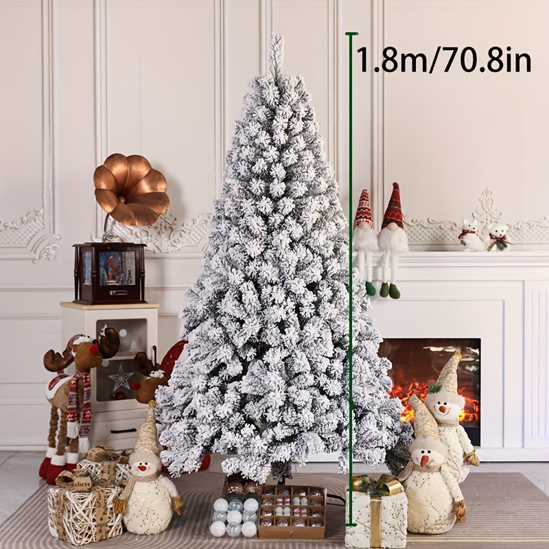 Luxury Crypt Christmas Tree Made of Flocked Artificial Cedar, Reusable with Simple Assembly & Disassembly, Convenient Detachable Storage, Perfect for Festive Home, Office, and Party Decor - White