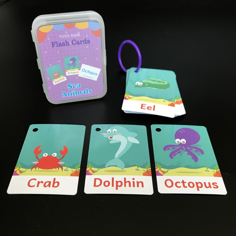 Interactive Flash Card Set for Kids - Learn English Body Parts & Zoo Animals - Made of Sturdy Paper with Handy Storage Box - Fun and Educational Tool for Young Learners