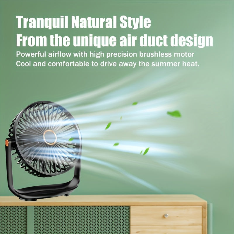 Top-selling JKUOO Portable Desktop Fan features 5-speed adjustability, ultra-quiet operation, USB rechargeability with built-in lithium battery, touch control, and rapid air circulation for indoor environments. Perfect for long-lasting use in a variety