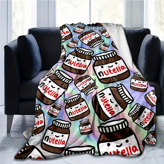 One Nutella Flannel Blanket that is warm, soft, and lightweight. Perfect for using on your sofa, bed, couch, living room chair, office, or car. Great for traveling or outdoor use. Made with chocolate-colored flannel material for ultimate comfort.