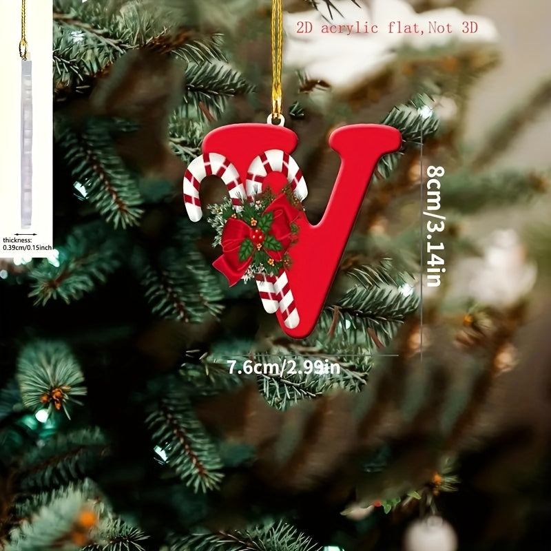 26pcs Art Letters Christmas Tree Ornaments, Acrylic Hanging Pendants for Home and Party Decoration, Unique Shapes, Suitable for Various Occasions.