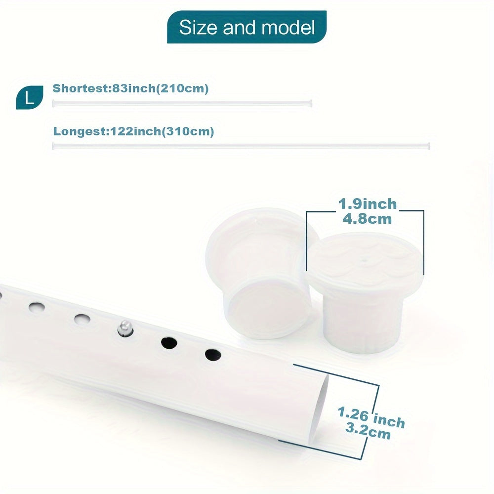 Adjustable Bathroom Partition Spring Rod in Black, White, or Brown - No Need to Drill Holes - Ideal for Room Dividers or Shower Curtains