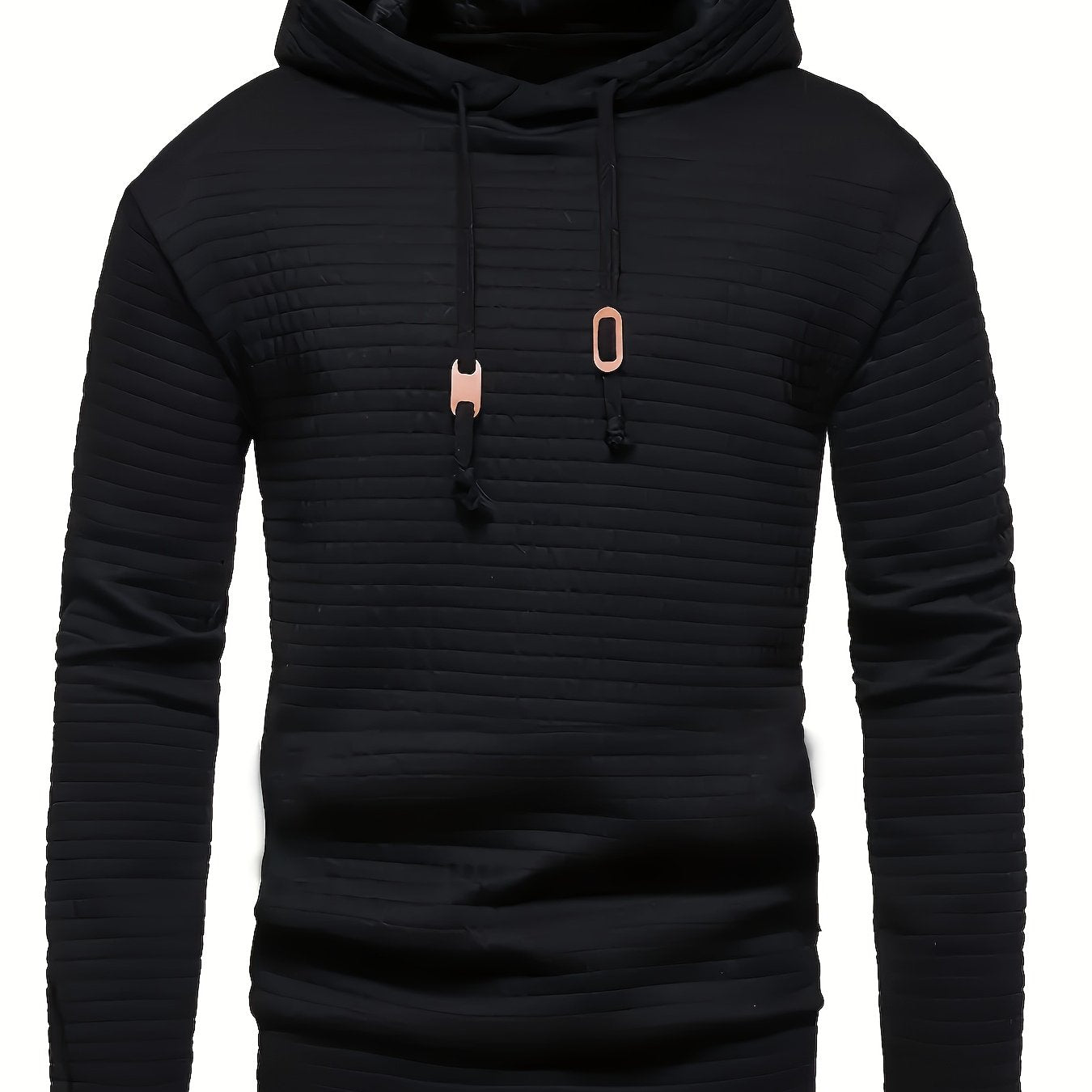 Solid Textured Hoodie for Big & Tall Men