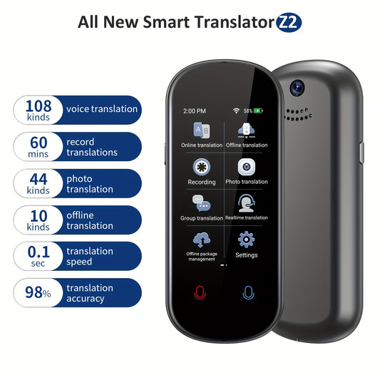 VORMOR 2023 Smart Language Translator with offline/online real-time voice translation for 138 languages, 60min recording, 44 photo translation, 10 offline translation, 0.1s speed, 98%