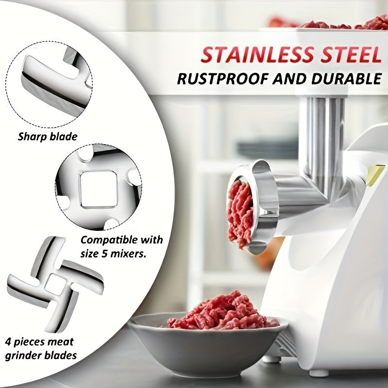 Meat Grinder Blade Set - Includes 2, 4, 8, and 9pcs Food Grinding Blades, Stainless Steel Cutter for Size 5 Meat Grinder Stand. Compatible with Mixers and a Must-Have Kitchen Accessory for Grinding Meat and More.