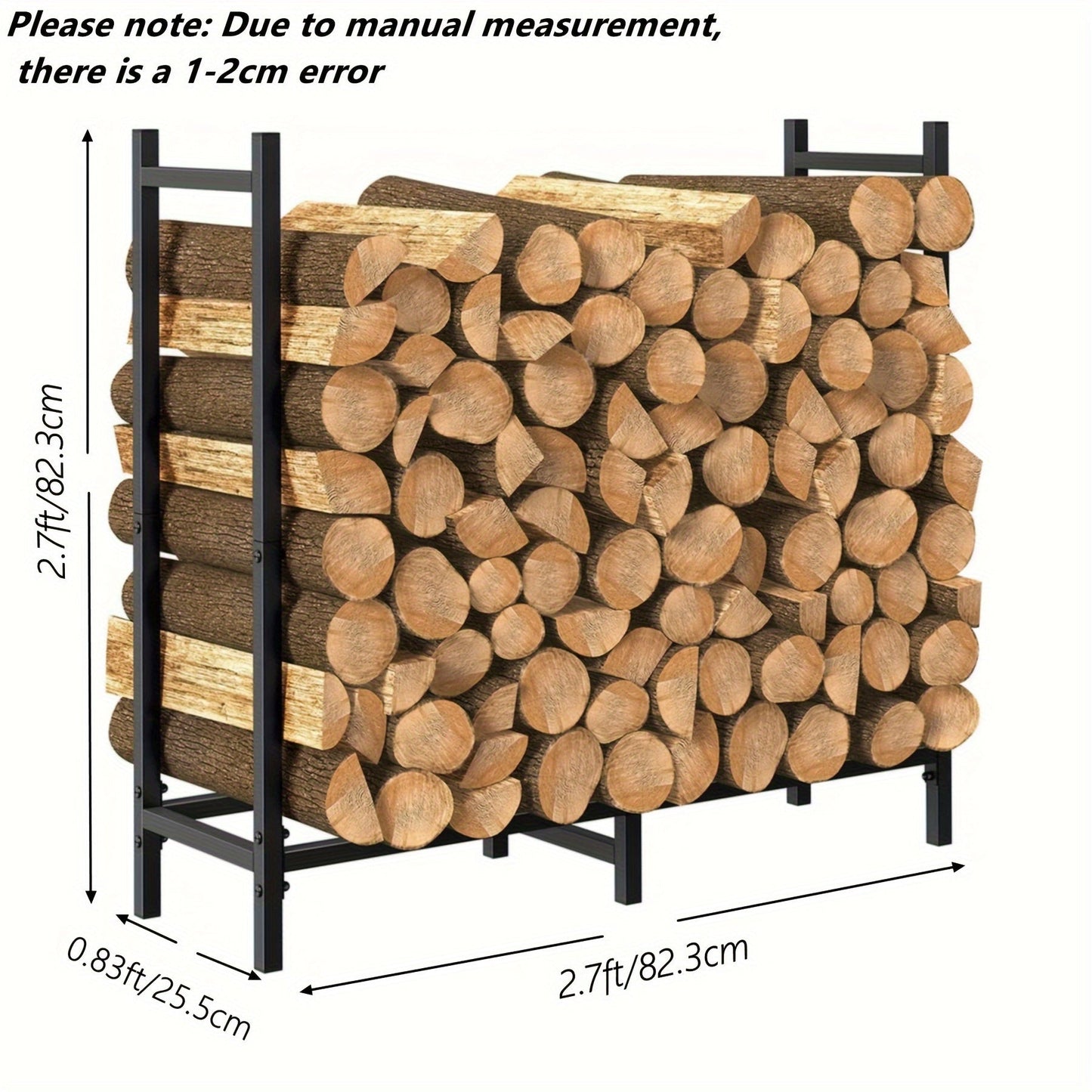 Регулируемый металлический держатель для хранения дров для использования в помещении и на открытом воздухе, прочный держатель для дров для камина, органайзер для дров, вмещает поленья длиной до 243,84 см - 1 упаковка