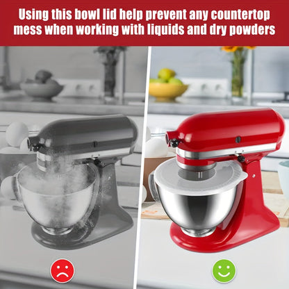 Set of 2 Plastic Mixer Bowl Covers and Sliding Mat, Safe for Contact with Food, Designed for 5.5-6 Quart Tilt-Head Stand Mixers. Includes Bowl Lid to Prevent Splatters and Sliding Pad for Quiet Operation and Table Protection.