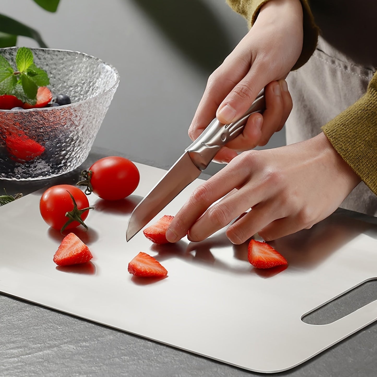 Durable Double-Sided Stainless Steel Kitchen Cutting Board Set - Safe for Food, Easy to Clean - Ideal for Meat, Vegetables, and Fruits - Must-Have Kitchen Tool