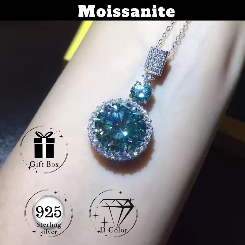 Ajoyib 6 karatli yashil Moissanite pandantli marjon - S925 sterling kumushdan tayyorlangan, uning uchun kutilmagan sovg'a qutisi dizaynida ideal tug'ilgan kun sovg'asi