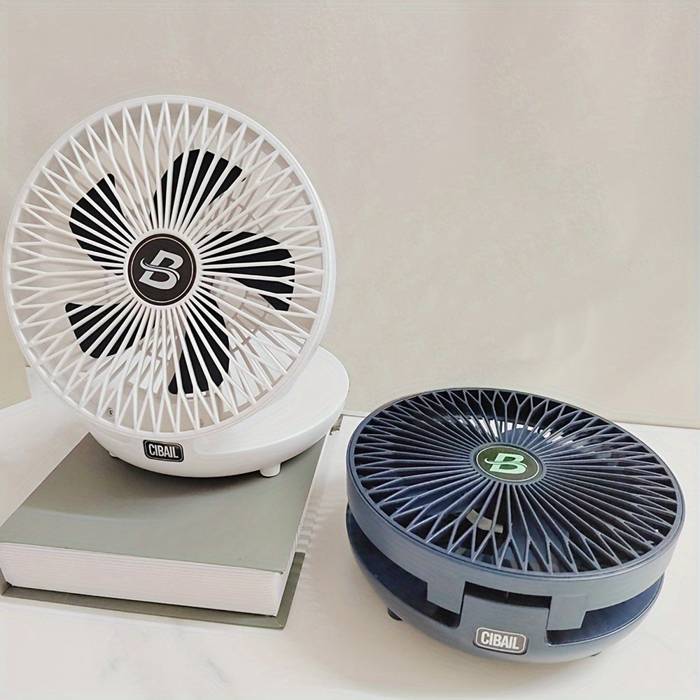 Blue Portable Foldable Fan with Rechargeable Battery - Perfect for Wall Mounting, Air Circulation, RV Camping, Office, Travel and more - A summer essential and must-have back to school supply!