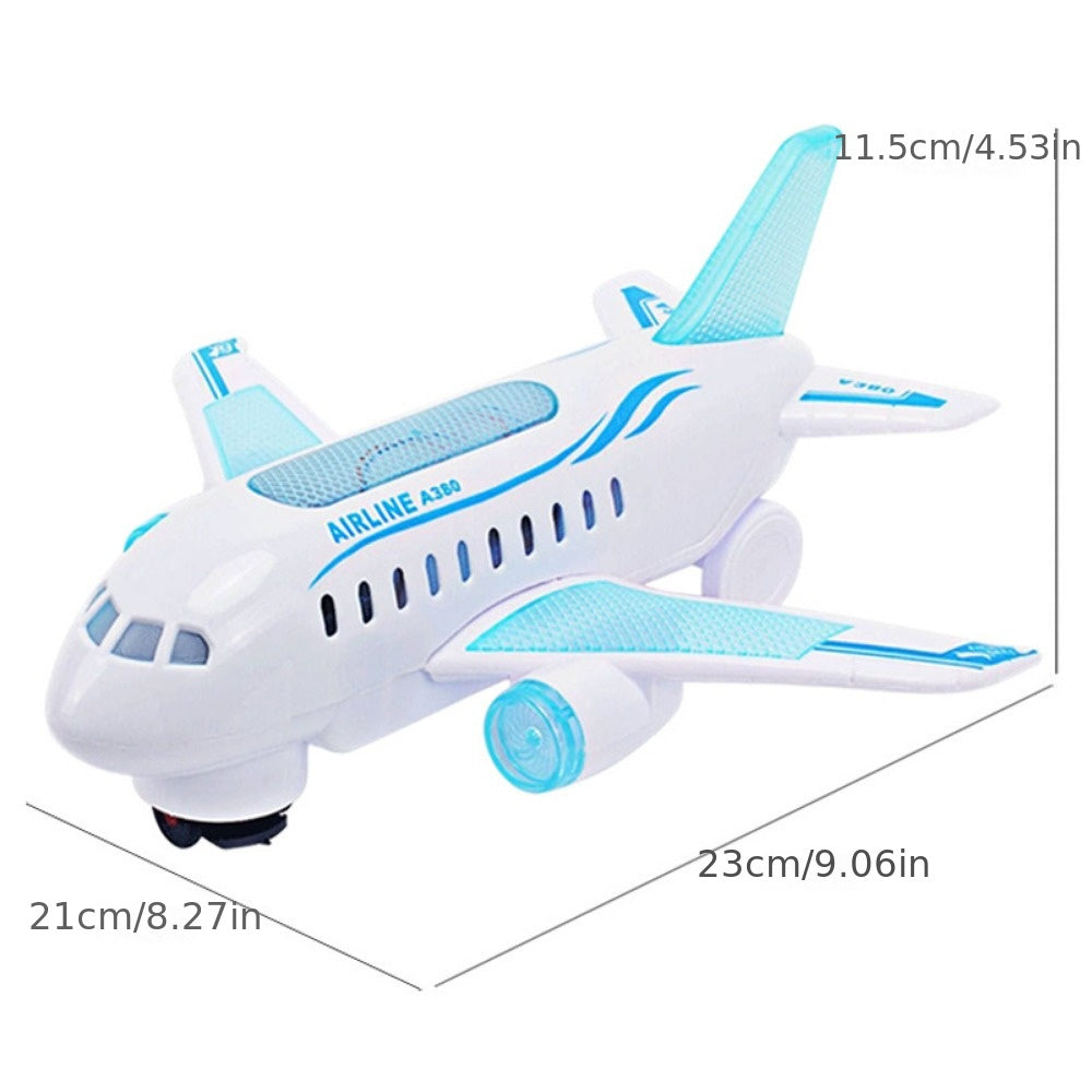 Battery-Powered Airplane Model Toy for Kids with Lights and Music - Durable Plastic Construction in White Color