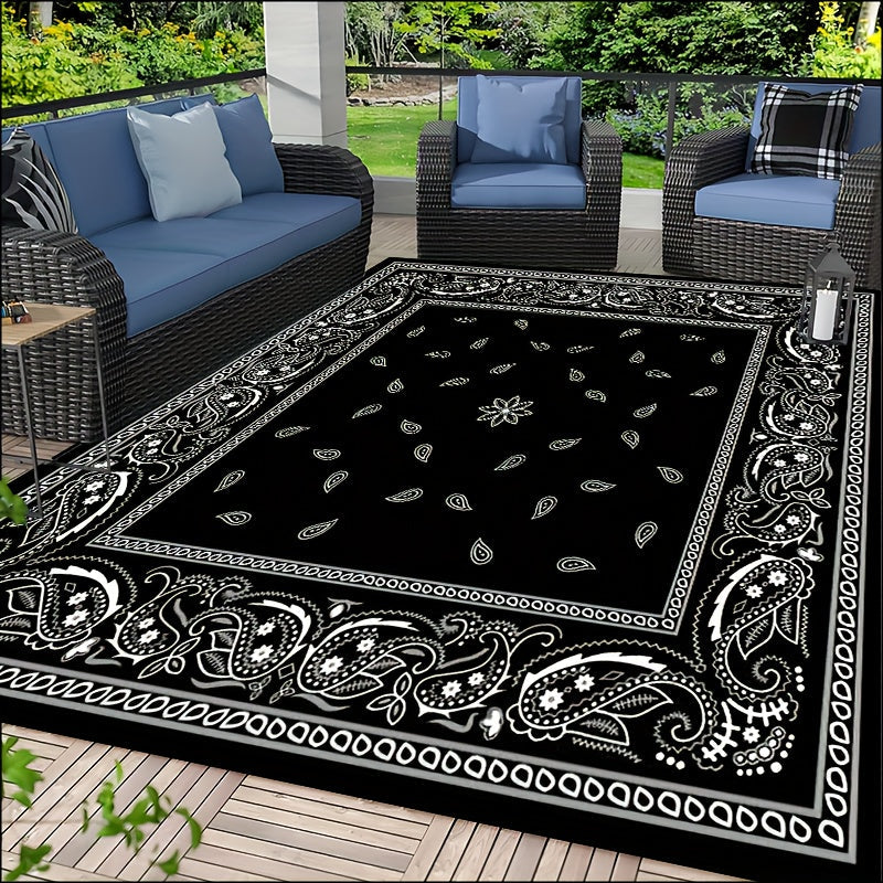 Chic Paisley Design Area Rug, Waterproof Patio Carpet, Durable Tapestry - Suitable for Living Room, Bedroom, Nursery, Outdoor Patio, Garden, and Home - Washable and Spring Decor Gift