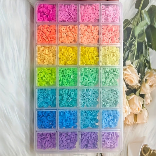 Colorful polymer clay slices with 28 grids for making DIY earrings, bracelets, necklaces, and other jewelry accessories.