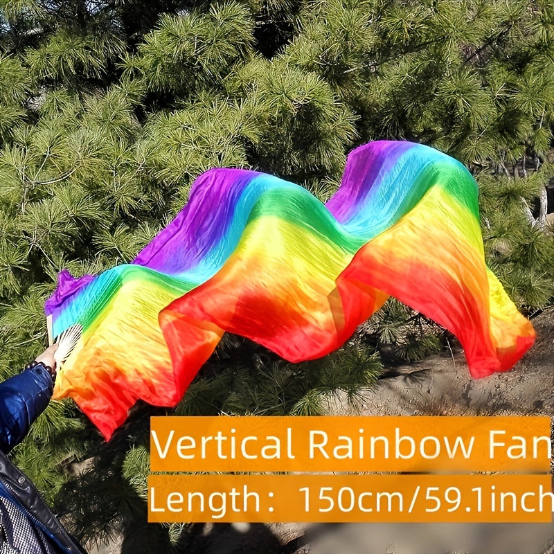 Large Rainbow Folding Fan - Elegant Princess Theme, Colorful Handheld Accessory perfect for Festivals and Parties