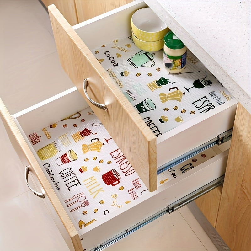 1 Roll of Cute Cartoon Printed Multifunctional Drawer Liner - Waterproof and Oil-Proof Non-Adhesive Pad for Wardrobe, Shoe Rack, Cabinet, Shelf, and Counter. Ideal for Home Decor, Kitchen Gadgets, Organizers, and Storage.