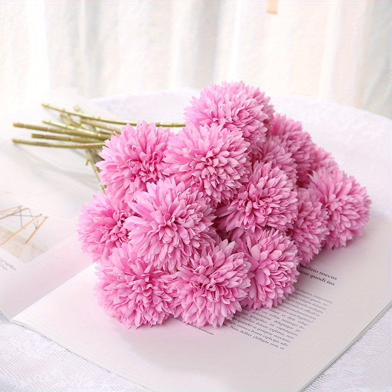 5 artificial chrysanthemum and dandelion flowers for DIY wedding decor.