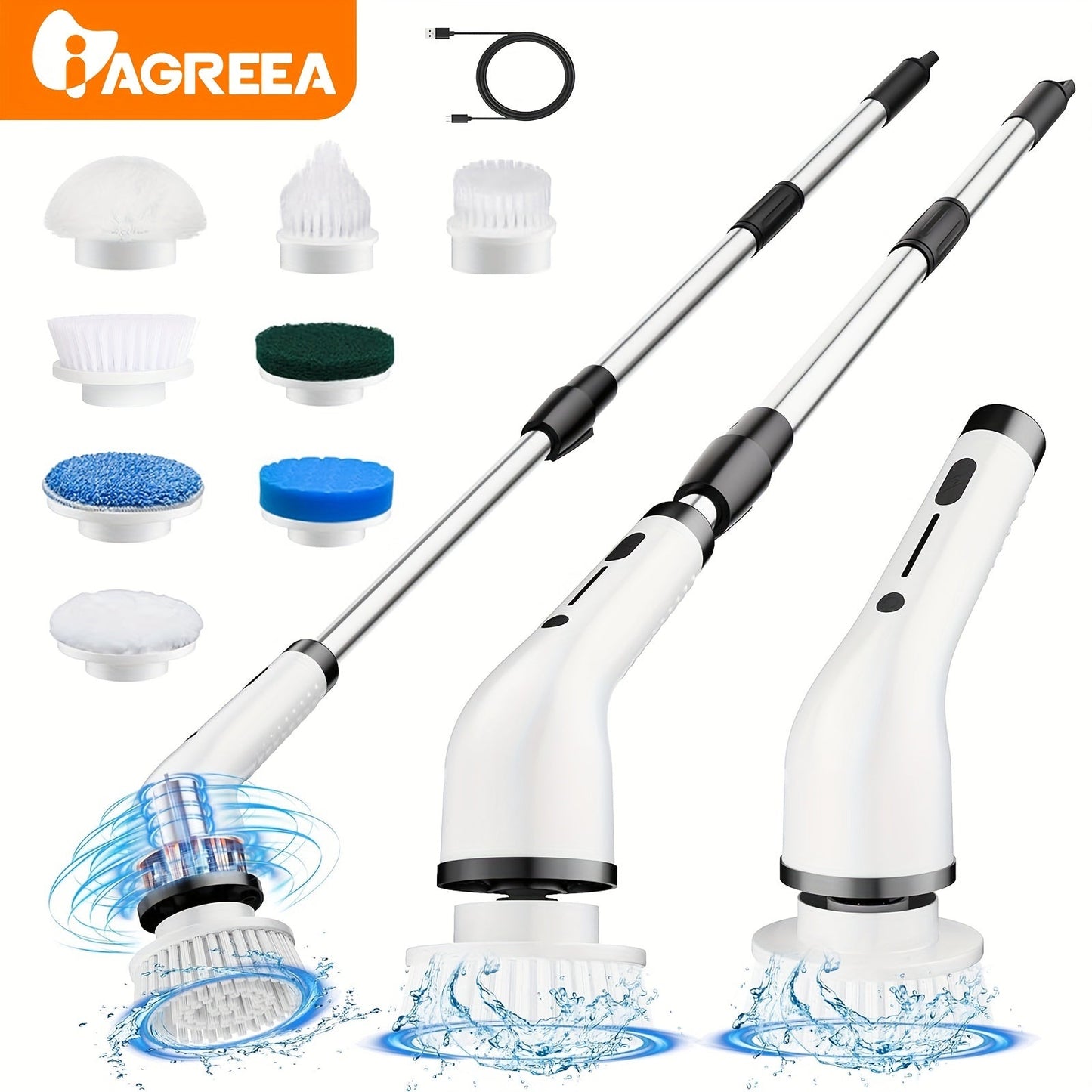 Get ready to revolutionize your cleaning routine with the Electric Spin Scrubber Set! This power cordless electric cleaning brush comes with 8 replaceable brush heads and an adjustable long handle for maximum reach. Perfect for tackling tough grime in