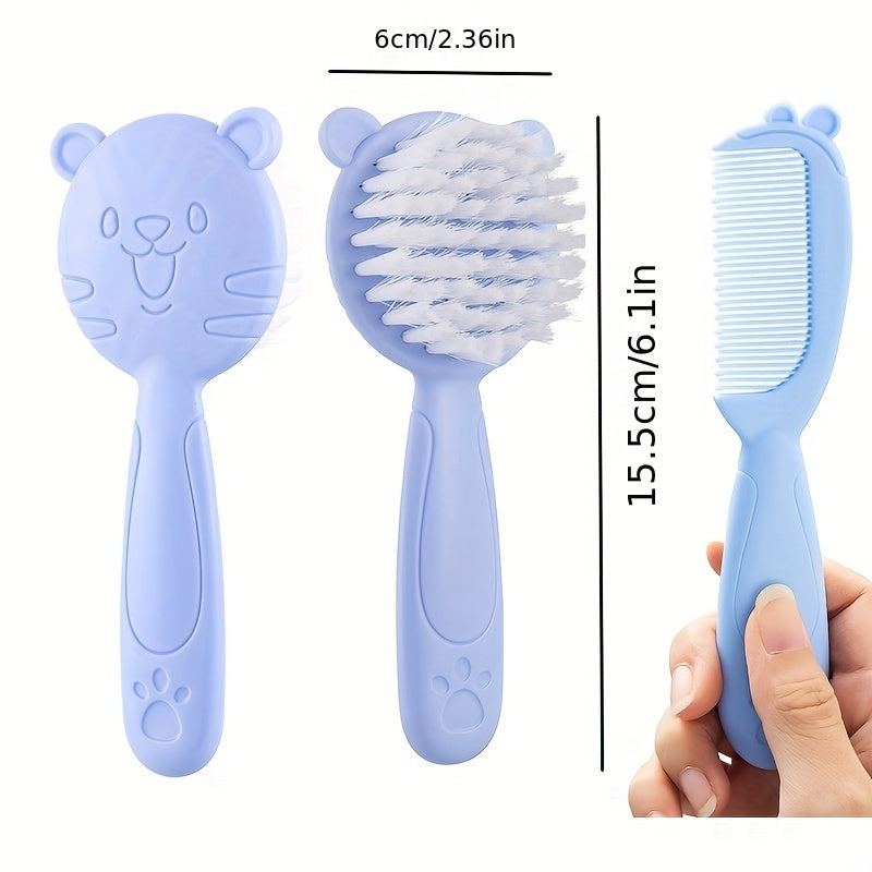 Set of Gentle Scalp Massage Comb with Soft Rubber and Hair Brush - Perfect for Boys and Girls