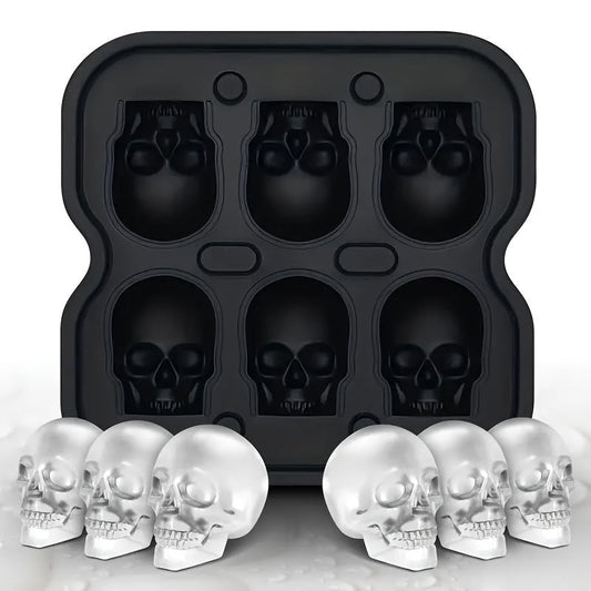 Silicone Ice Cube Tray in the Shape of a Skull - 6 Sections for Whiskey, Jelly & Candy - Great for Halloween Gathering & Must-Have for Every Kitchen