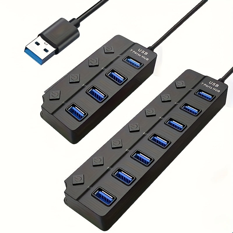 1pc USB Adapter Hub with 7 or 4 Ports, LED Light and Power On/Off Switch for PC or Laptop