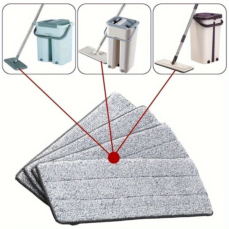 Set of 4 Super Absorbent Microfiber Mop Pads - Long-lasting, washable and tough for use on flat surfaces. Effortless cleaning, suitable for both wet and dry conditions.