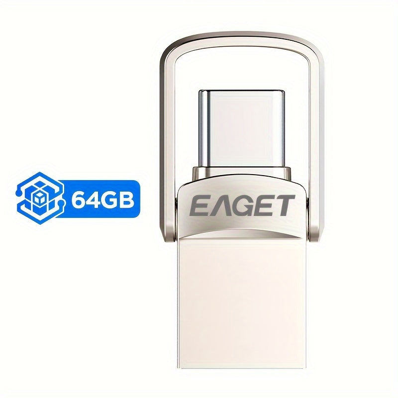 EAGET High-Speed Mini USB-C Flash Drive - 32GB/64GB/128GB, Dual OTG & USB Type-C Memory Stick for various devices.