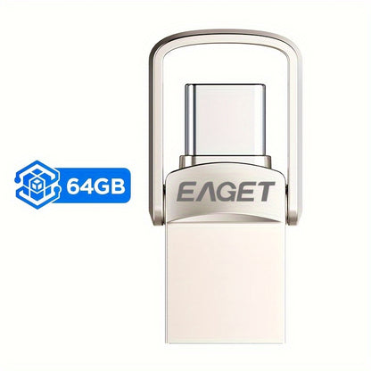 EAGET High-Speed Mini USB-C Flash Drive - 32GB/64GB/128GB, Dual OTG & USB Type-C Memory Stick for various devices.