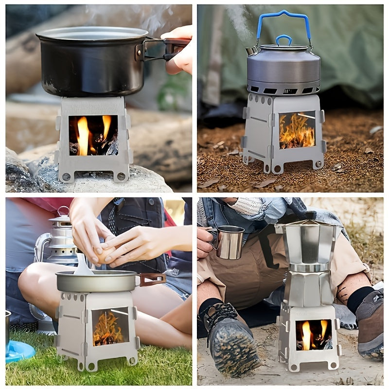 Durable Stainless-Steel Folding Camp Stove - Perfect for Hiking, Picnics, and Tailgating | Hand Wash Only, No Electricity Required | Fits Universally for Winter Holidays and Everyday Use | Lightweight and Feather-Free