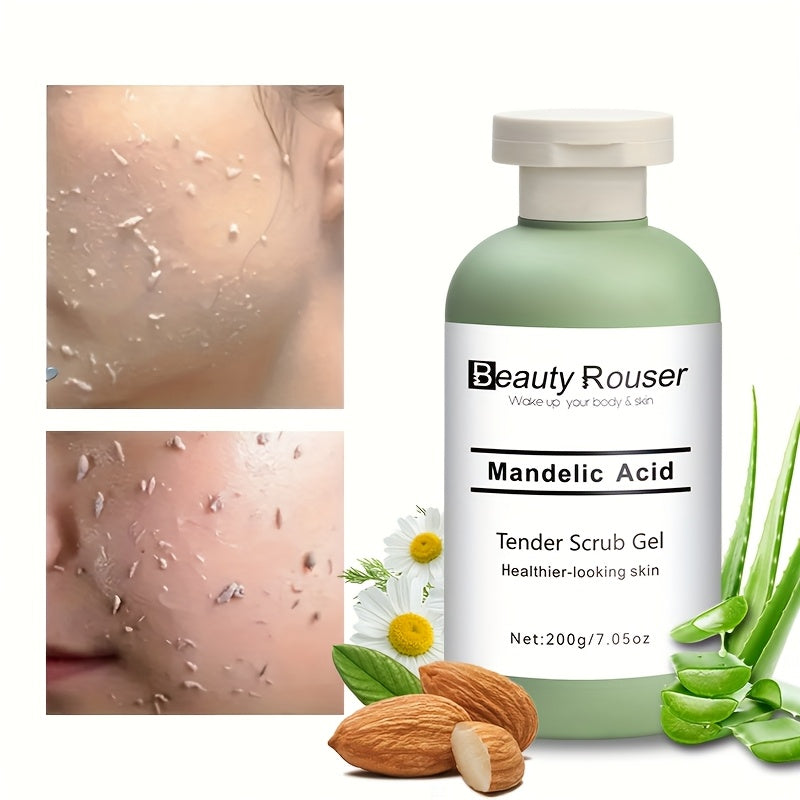 Mandelic Acid Cleansing Gel with Aloe and Rose Extract - Gentle, Moisturizing Face and Body Scrub, Deep Pore Cleansing, Unclogs Skin, Alcohol-Free, Suitable for All Skin Types.