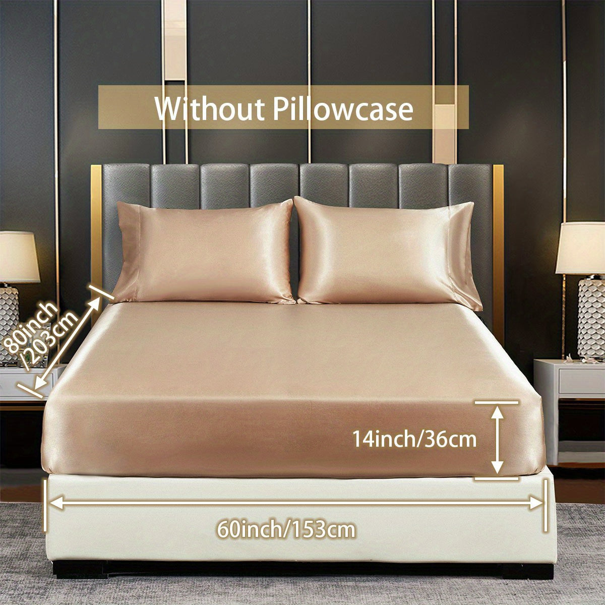 Satin Solid Color Fitted Sheet, Luxuriously Soft Bedding for Bedroom and Guest Room, Pillowcase Not Included