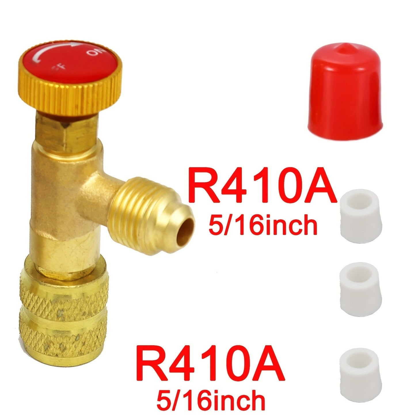 Top-of-the-line Brass R410A & R22 Refrigerant Safety Valve with Adapters - Requires No Power, Perfect for HVAC Systems & Air Purifiers, Equipped with Charging Valve, Made of Copper and Fluorine