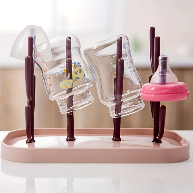 Baby bottle-shaped tree milk drying rack, milk bottle holder with dust proof cover, cup drying rack for Easter gift