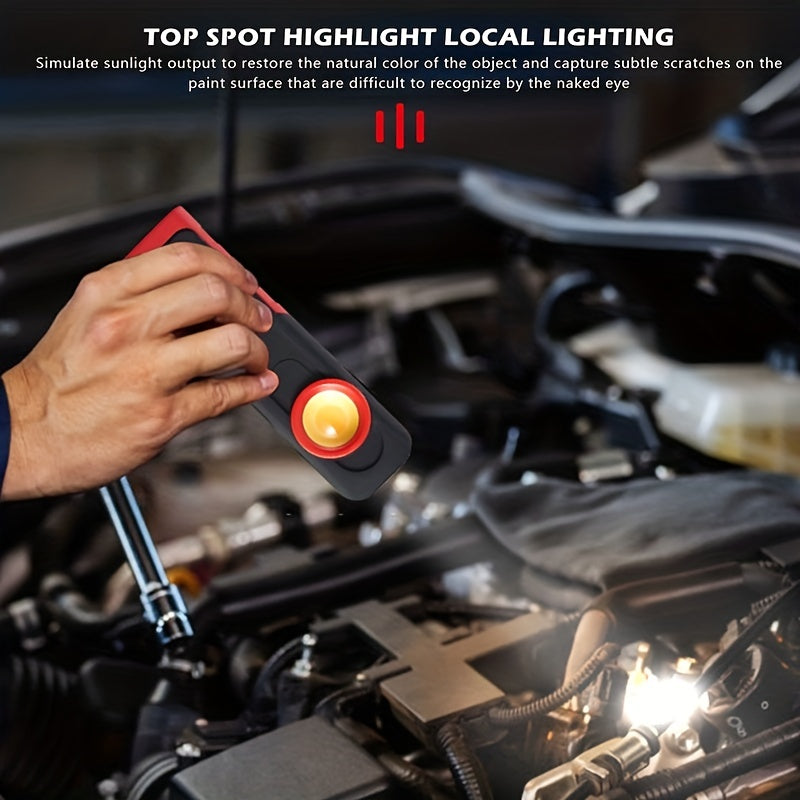 Auto repair working lights include USB flashlight, inspection light, and paint finish lamp for car detailing.