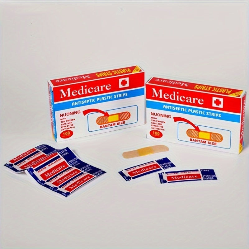 100 breathable bandages made of soft, durable nonwoven fabric for first aid and blister prevention.