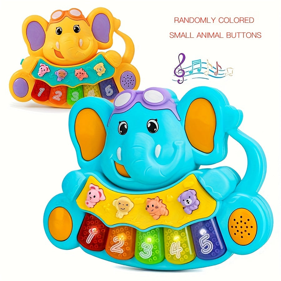 CATNA BUTY Elephant-Themed Youngsters Piano Toy - Musical Keyboard for Kids 18+ Months, Battery Operated, ABS Material, Ideal Gift for Boys & Girls, Blue/Yellow Color Scheme