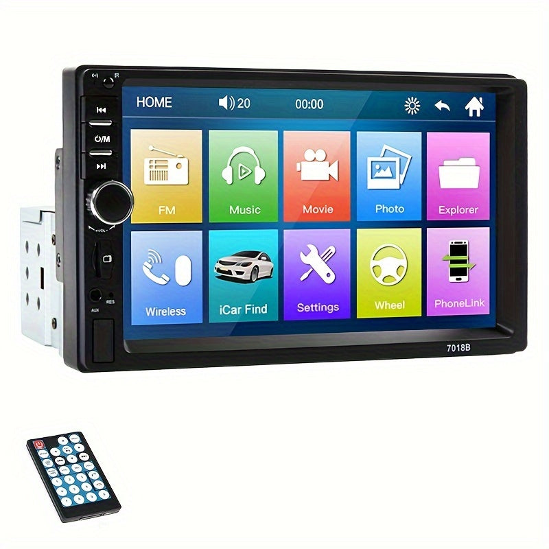 1DIN Car Stereo Radio with 7-inch Touch Screen, Wireless Multimedia Player, FM/Aux/USB Inputs, MirrorLink Smartphone Sync, Rear View Camera & Steering Wheel Control option, ≤36V Operating