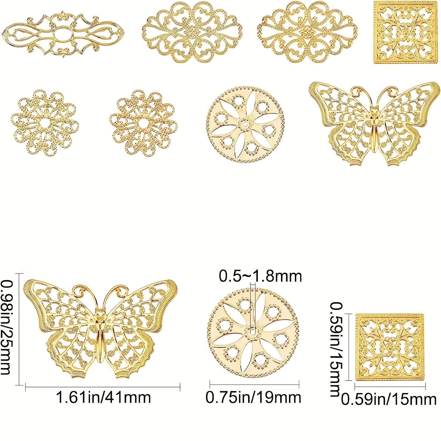 A set of 50g of white, golden, and silvery alloy charms featuring a mix of carved flower and leaf designs. Perfect for crafting pendant necklaces and other DIY jewelry projects. Get your hands on these unique and stylish supplies for making accessories.