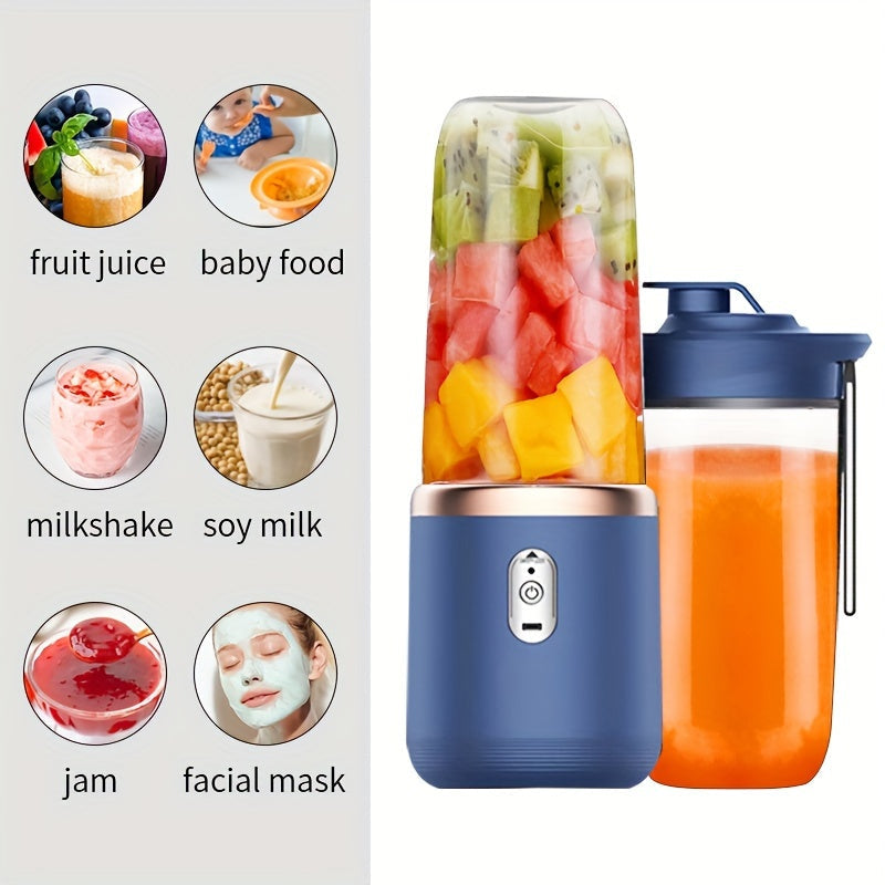 This portable juicer is USB rechargeable and cordless, making it easy to use on-the-go. It comes with 2 cups and a sports lid, making it perfect for smoothies and shakes both in the kitchen and while traveling.