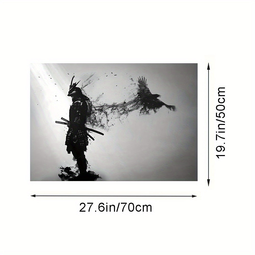 Black and white Japanese samurai poster for living room decor, canvas painting without frame.