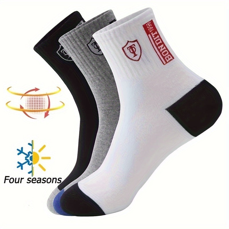 Men's mid-calf socks designed for comfort and breathability, suitable for outdoor leisure and sports, perfect for daily business wear in all seasons.