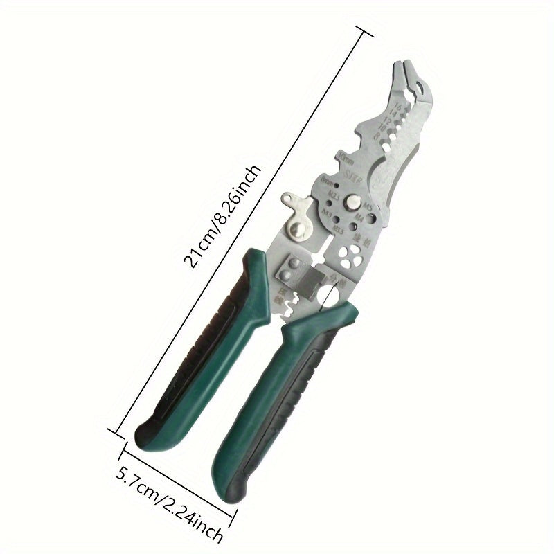 1pc Industrial Grade Wire Stripper for cutting, crimping, holding, and stripping wire.