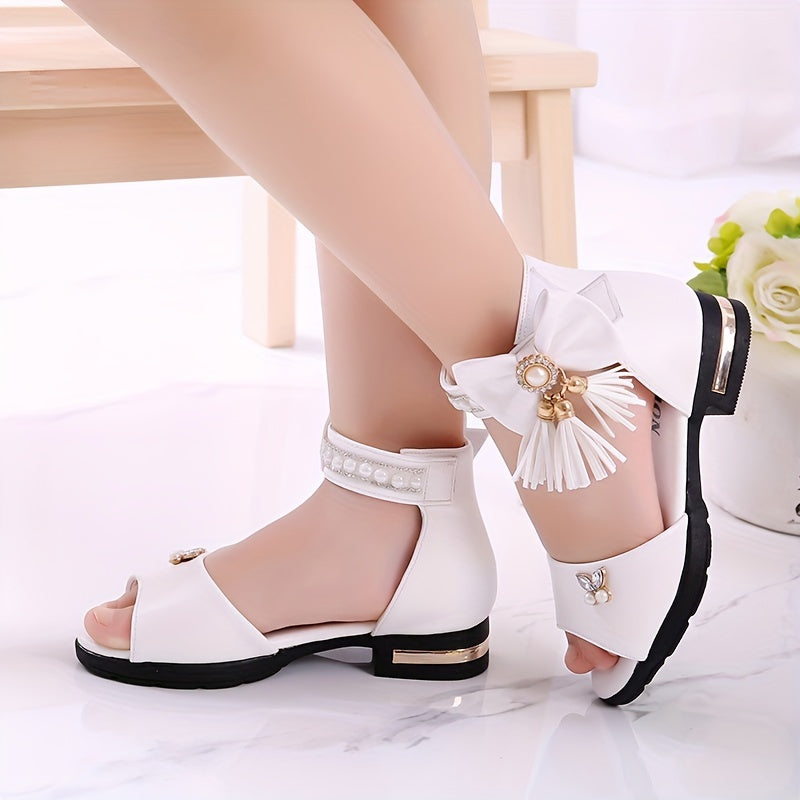 Cute bowknot open toe sandals perfect for summer vacation parties.