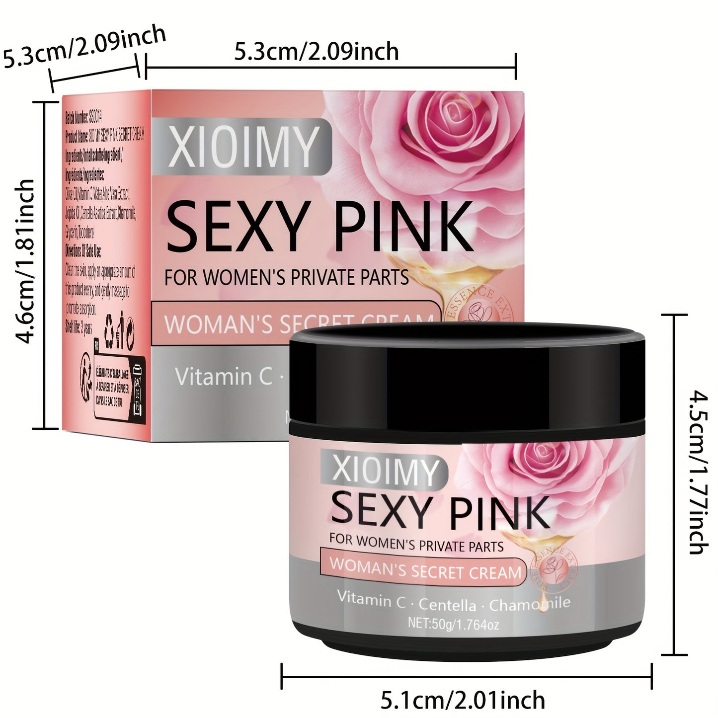 Xioimy 1.764oz Private Part Moisturizing Cream - Hypoallergenic, for All Skin Types, with Rose & Vitamin C, Hydrates & Firms, Gentle on Sensitive Skin, Fresh Scented.