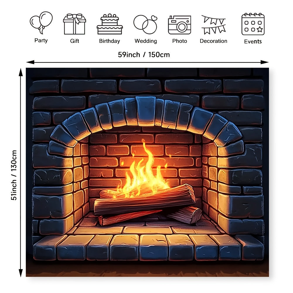 Enhance the festive atmosphere in your home with this 3D Realistic Fireplace Background Cloth! Perfect for family photos, seasonal activities, and special occasions, this beautiful setting adds charm and warmth to any gathering. Elevate your fireplace