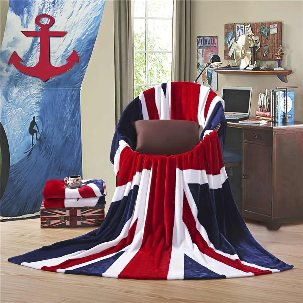 British Flag Bed Blanket made of super soft material - Stay cozy and warm with this plush fleece throw, perfect for couch, sofa, car, or travel - Easy to clean in the washing machine - Measures 59x79 inches.