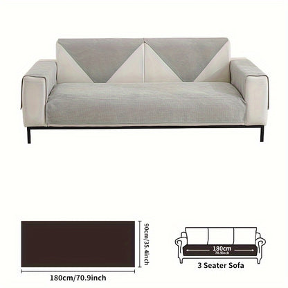 Chenille sofa cover, spill-resistant, pet-friendly, non-slip, machine washable protector for various sofa sizes, home & office decor.