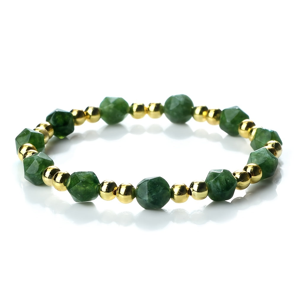 Beautiful Nautical Inspired Natural Aventurine & Dongling Stone Beaded Bracelet, 8mm - Ideal Healing Meditation Jewelry for Women. Great for Everyday Wear or as a Valentine's Day Gift. Versatile Accessory for All Seasons.