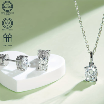 Set of 3 Elegant S925 Sterling Silver Moissanite Jewelry Pieces, Featuring Blingbling Party Style. Hypoallergenic and Includes 2CT+1CT Stones. Comes in a Gift Box, Ideal for Weddings, Anniversaries, Thanksgiving, and Year-Round Wear.