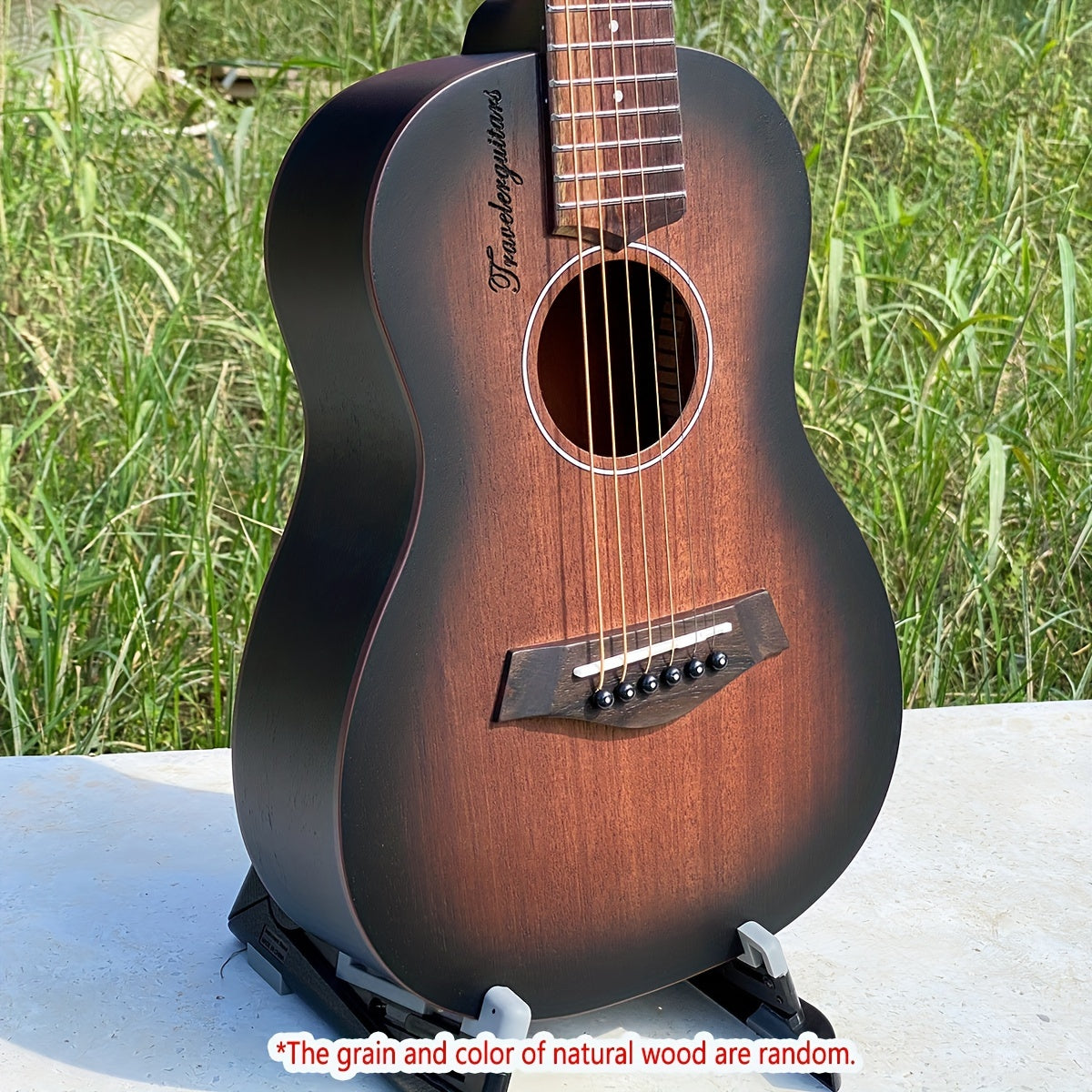 RP TG100AMBER Ultra-Mini Travel Acoustic Guitar with Mahogany Neck/Back/Side, Rosewood Fingerboard, 20 Frets - Ideal for Beginners and Travelers.